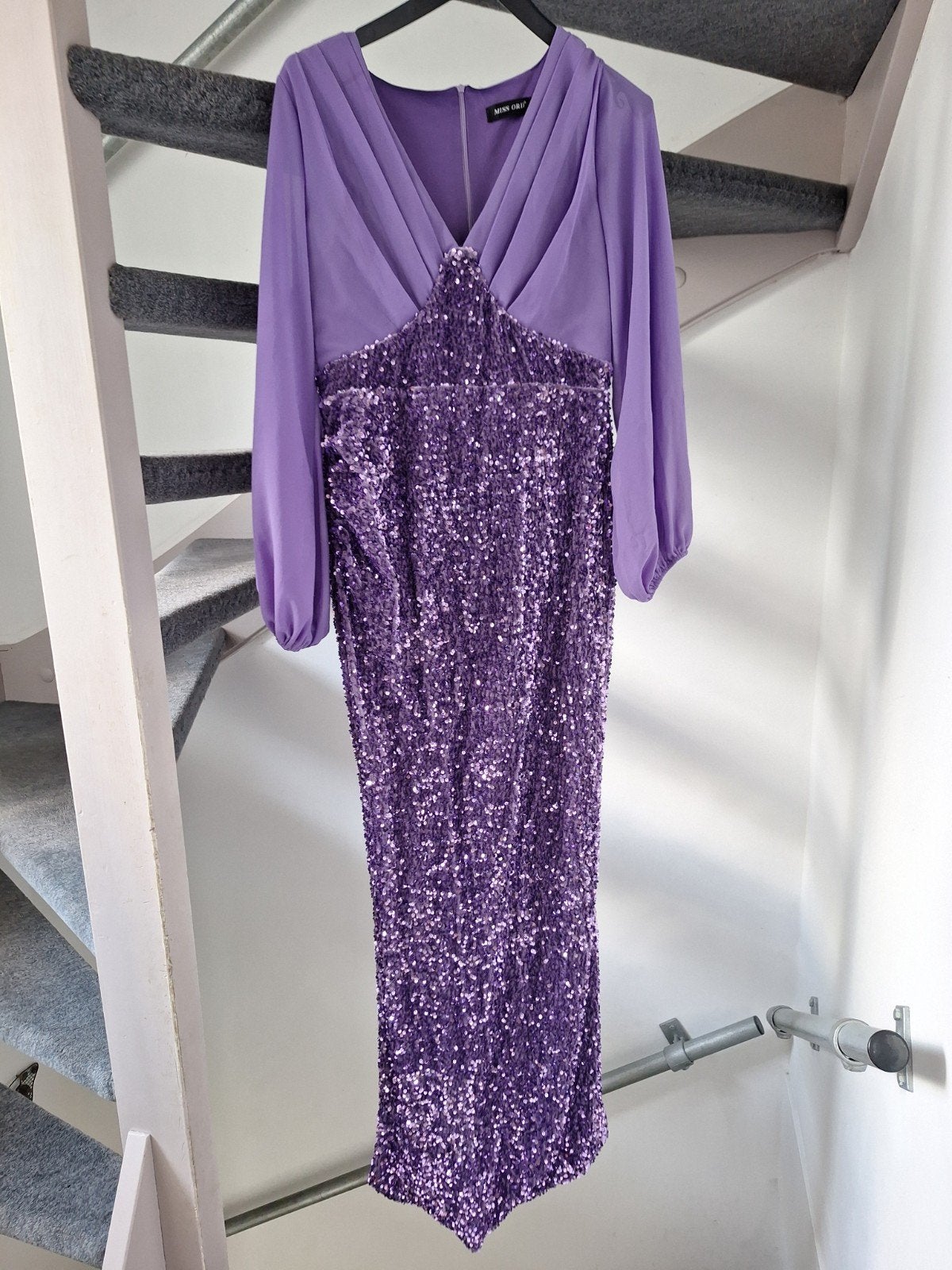 Prachtige paarse galajurk met pailletten - Maat XL, Paars, Maat 46/48 (XL) of groter, Ophalen of Verzenden, Zo goed als nieuw
