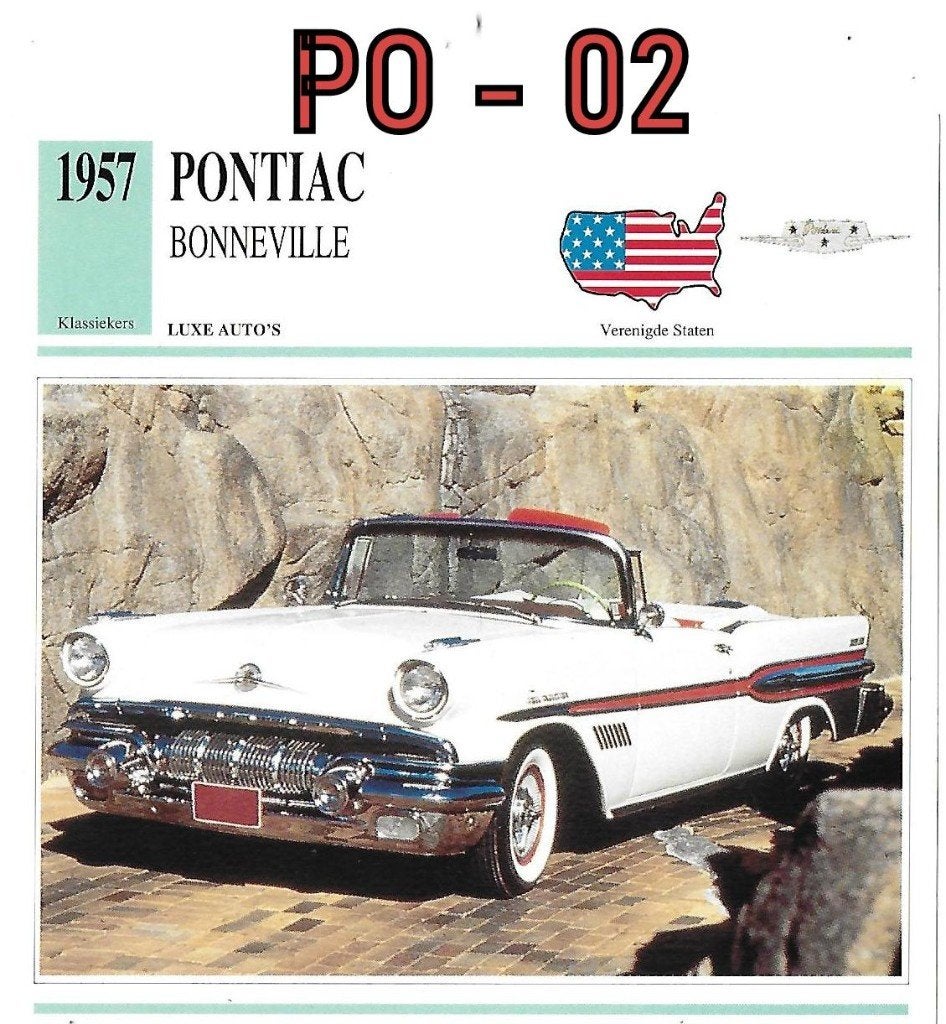 Po2 autokaart pontiac bonneville ( 1957 )  ----, Verzamelen, Automerken, Motoren en Formule 1, Ophalen of Verzenden, Zo goed als nieuw