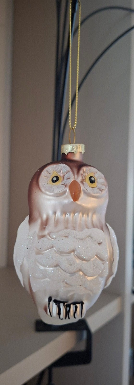 2 glazen kerstballen in de vorm van een uil, Ophalen, Nieuw