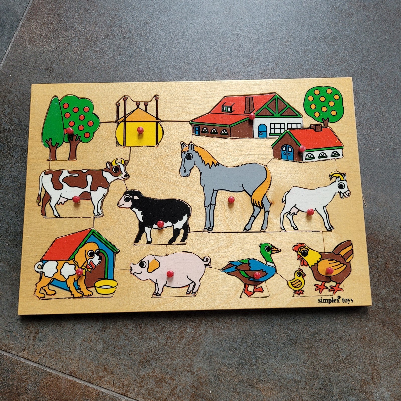 Houten boerderij puzzel voor kinderen - Simplex Toys, Ophalen of Verzenden, Zo goed als nieuw, Overige typen