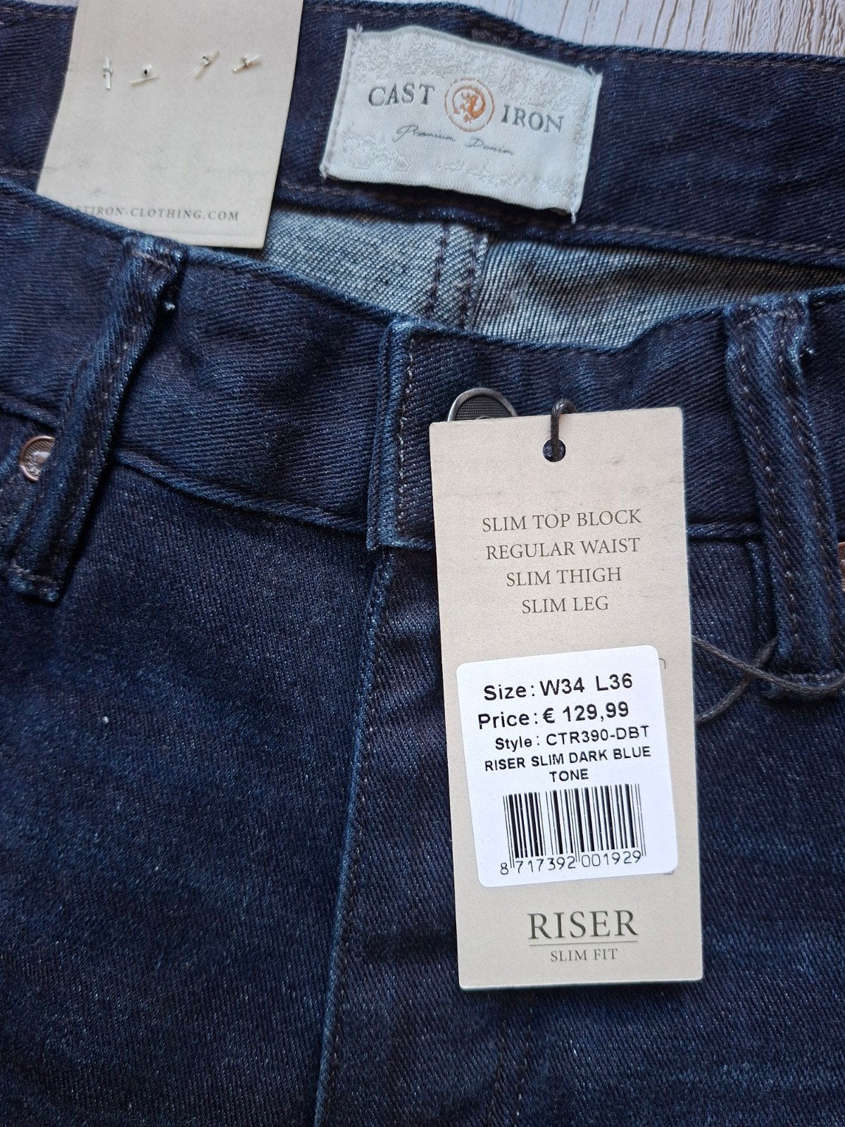 CAST IRON Riser slimfit jeans W34 L36, Blauw, Nieuw, Ophalen of Verzenden, W33 - W34 (confectie 48/50)