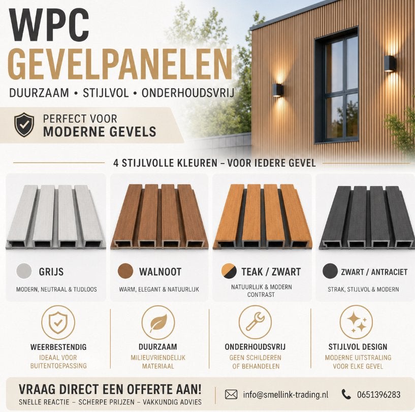 Schutting panelen wpc panelen Composiet, Tuin en Terras, Schuttingen, Kunststof, 1 tot 2 meter, Minder dan 3 meter, Nieuw