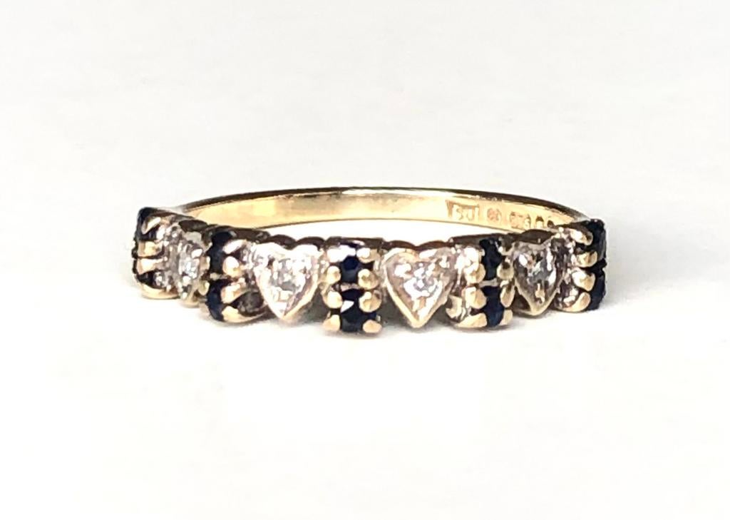AnnaNina vintage gouden ring saffier diamant maat 17,5, Gebruikt, Blauw, Ophalen of Verzenden, 17 tot 18