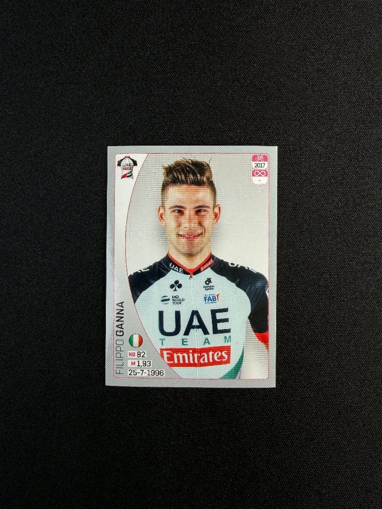 Filippo Ganna Panini Giro d'Italia 2018 Rookie Sticker UAE, Verzenden, Nieuw, Buitenlandse clubs, Poster, Plaatje of Sticker