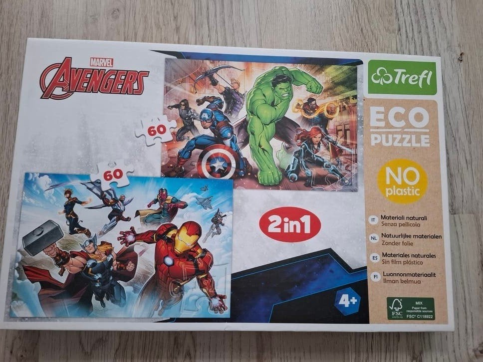 Marvel Avengers Eco Puzzel 2-in-1 (60 stukjes), Ophalen of Verzenden, Meer dan 50 stukjes, Nieuw, 4 tot 6 jaar