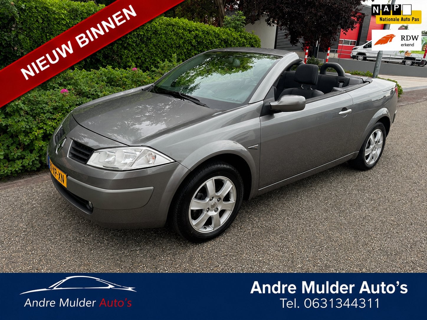 Renault Mégane 1.6 16V Cabrio 2005 Grijs nieuwe apk, Auto's, Voorwielaandrijving, 1295 kg, 4 cilinders, Cabriolet