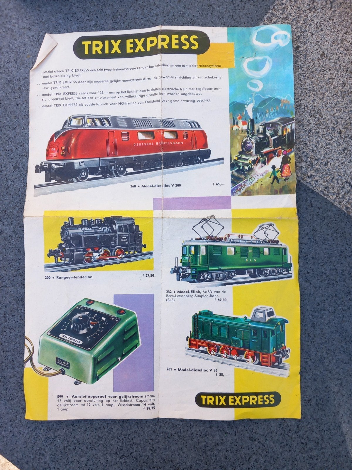 vintage folder trix express 1960 1961, Verzamelen, Spoorwegen en Tramwegen, Ophalen, Gebruikt, Trein
