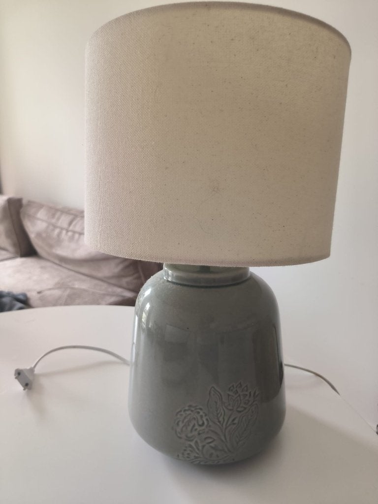 Lamp in licht groen en beige lampenkap, Ophalen, Met schakelaar, Overige typen, Groen