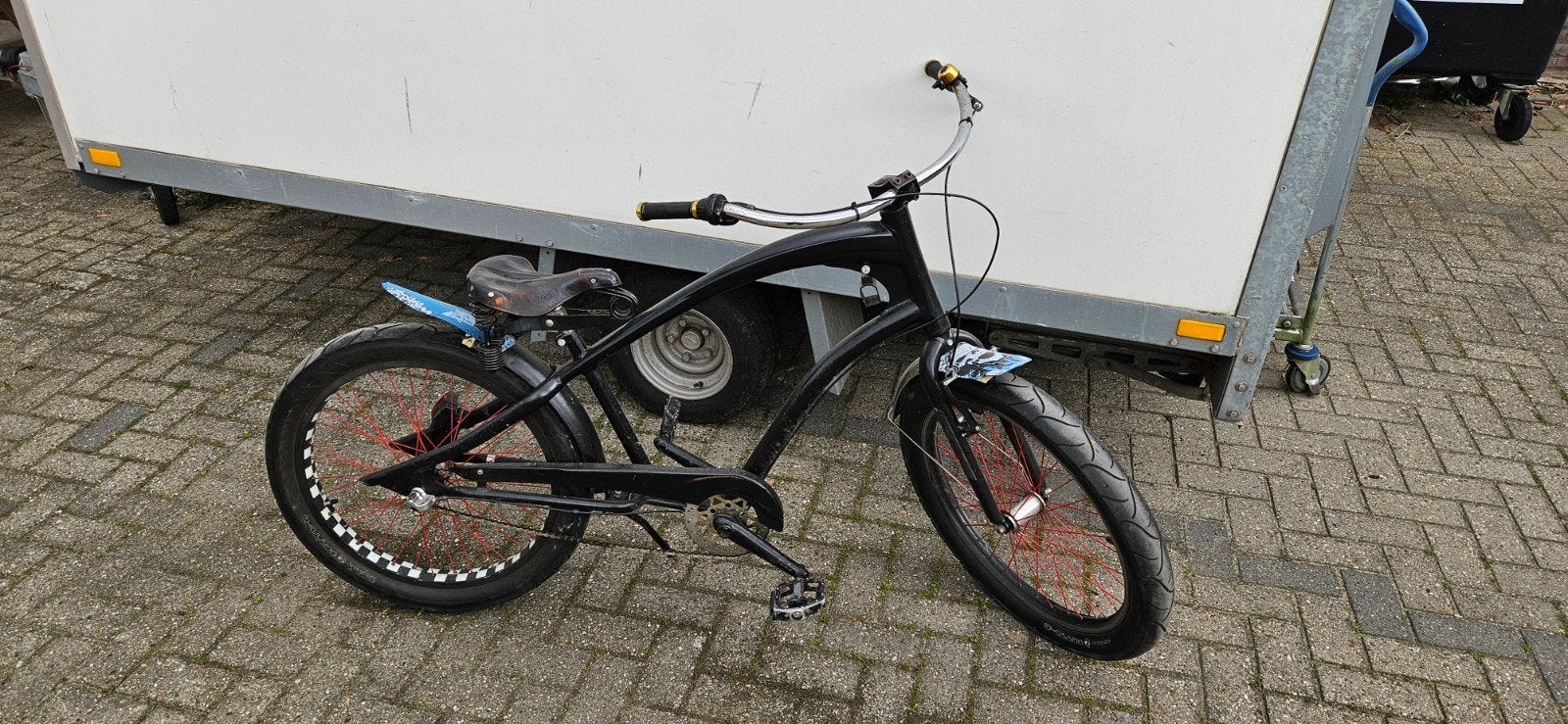Italiaanse Design Fiets met Aluminium Frame en Leren Zadel, Ophalen
