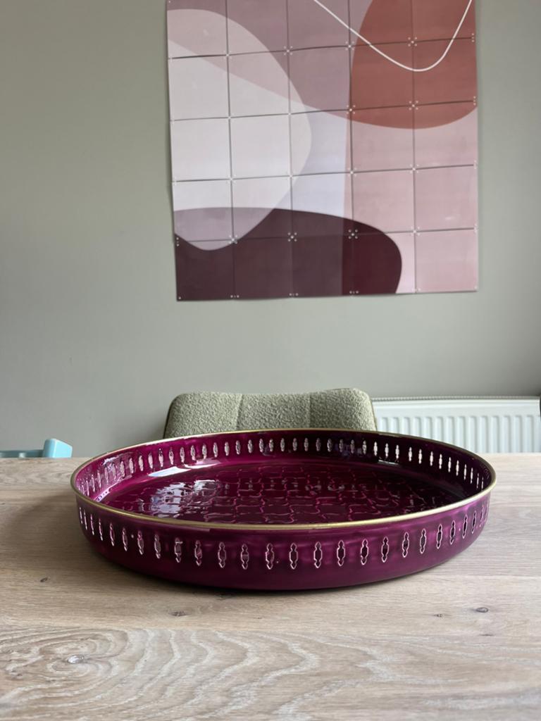 Dienblad Riviera burgundy maat L, Ophalen, Nieuw, Rond, Schaal