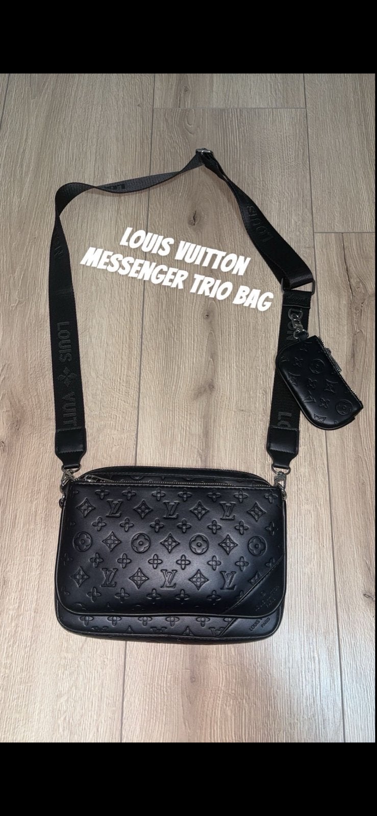 Lou*s Vui**on Messenger Trio Bag Zwart, Ophalen of Verzenden, Zo goed als nieuw, Heren