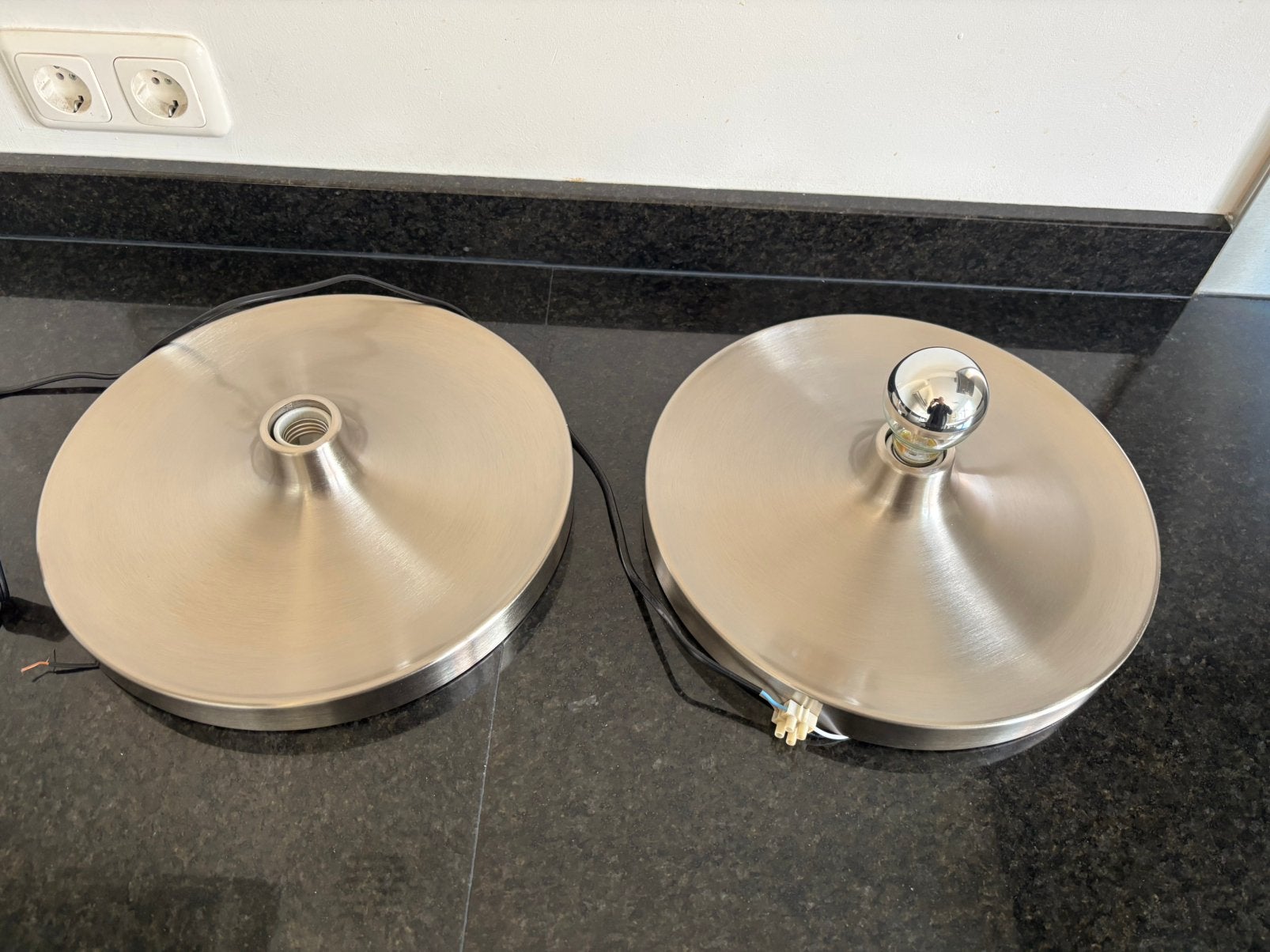 Vintage set space age plafond of wandlamp discus jaren 60/70, Huis en Inrichting, Ophalen of Verzenden, Gebruikt