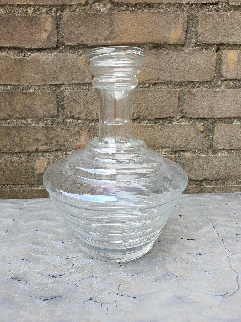 Vintage glazen karaf met stop – ribbelglas design, Antiek en Kunst, Ophalen of Verzenden