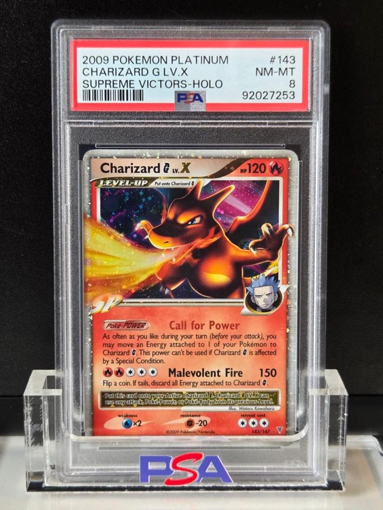 PSA 8 - Charizard G LV. X #143 (2009 Supreme Victors), Ophalen of Verzenden, Zo goed als nieuw