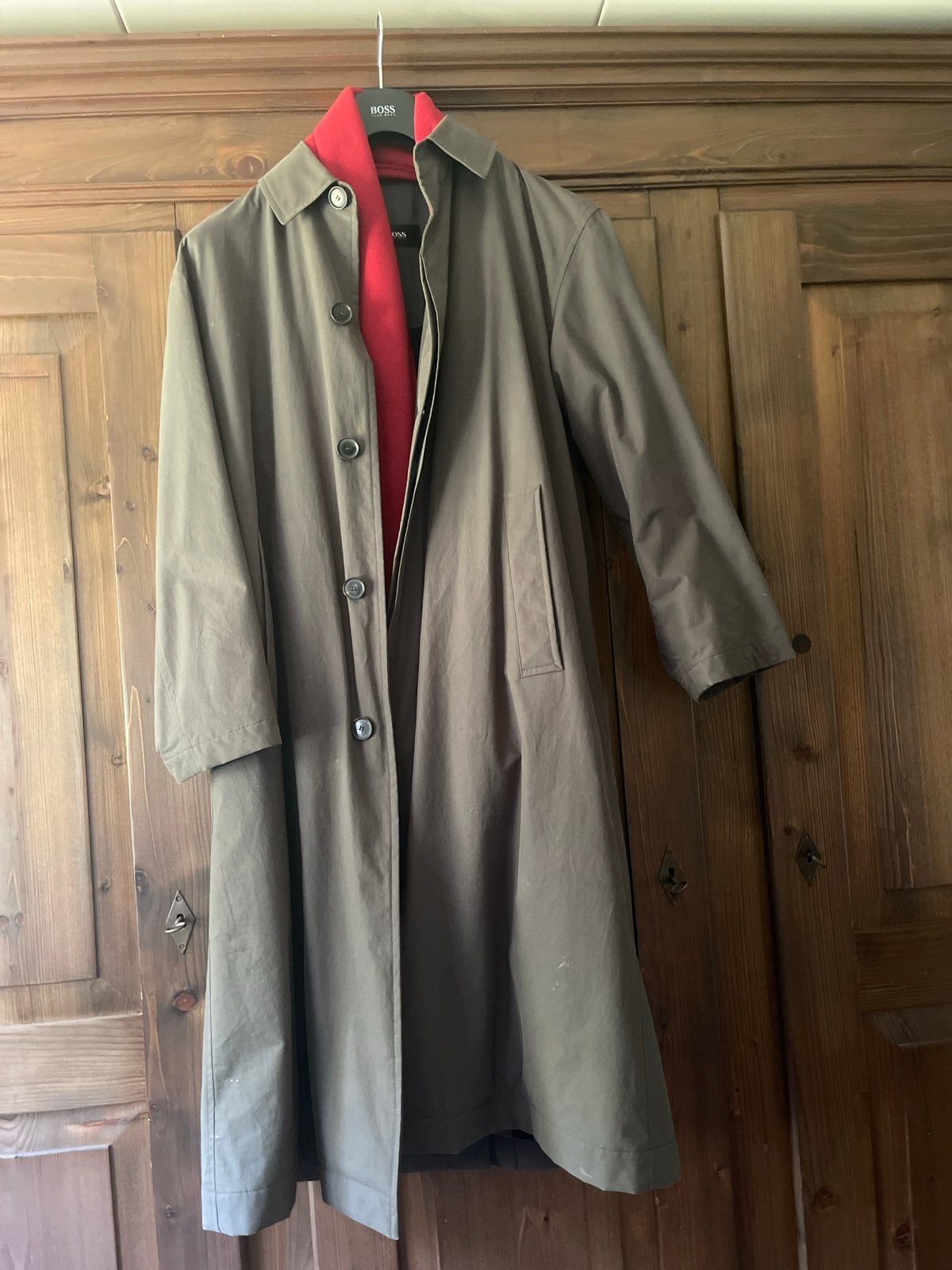 Hugo Boss Trenchcoat, Ophalen of Verzenden, Zo goed als nieuw, Maat 48/50 (M), Grijs