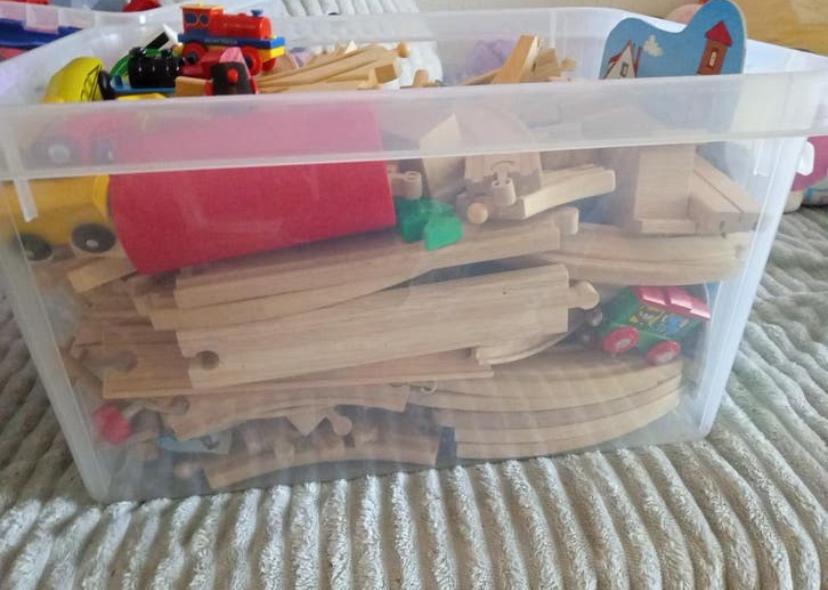 Grote set houten speelgoedtrein met rails en accessoires, Spelcomputers en Games, Games | Nintendo Wii U, Ophalen, Puzzel en Educatief