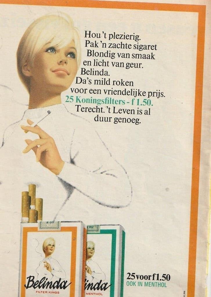 Retro reclame 1971 Belinda sigaretten hou 't plezierig, Verzenden, Overige typen
