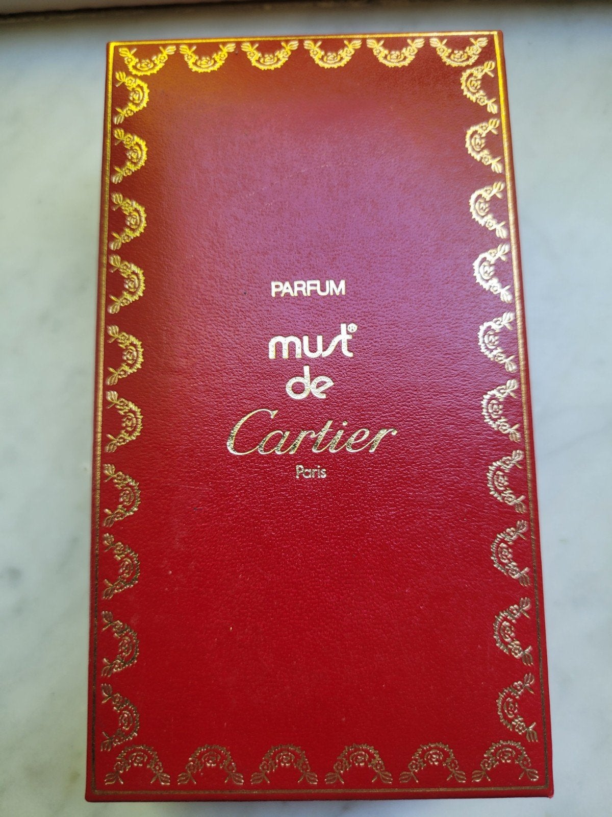 Vintage Must de Cartier parfum in gouden houder, Ophalen of Verzenden, Gebruikt