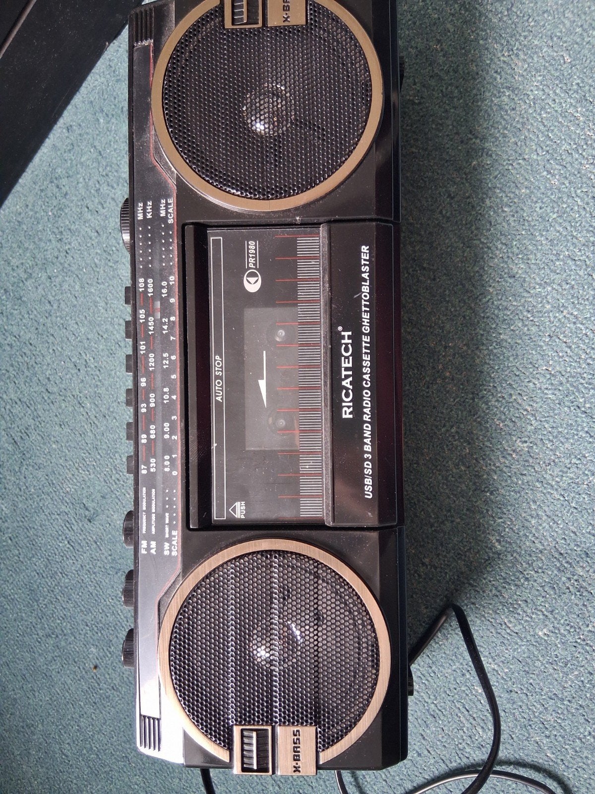 Ricatech PR1980 Ghetto Blaster Radio Cassette USB/SD, Ophalen of Verzenden, Zo goed als nieuw, Radio, Met cd-speler