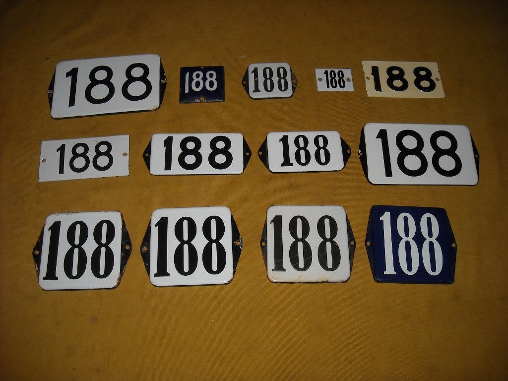oud emaille huisnummer 188 ook 189 190 191 192 193 194 195 7, Ophalen of Verzenden