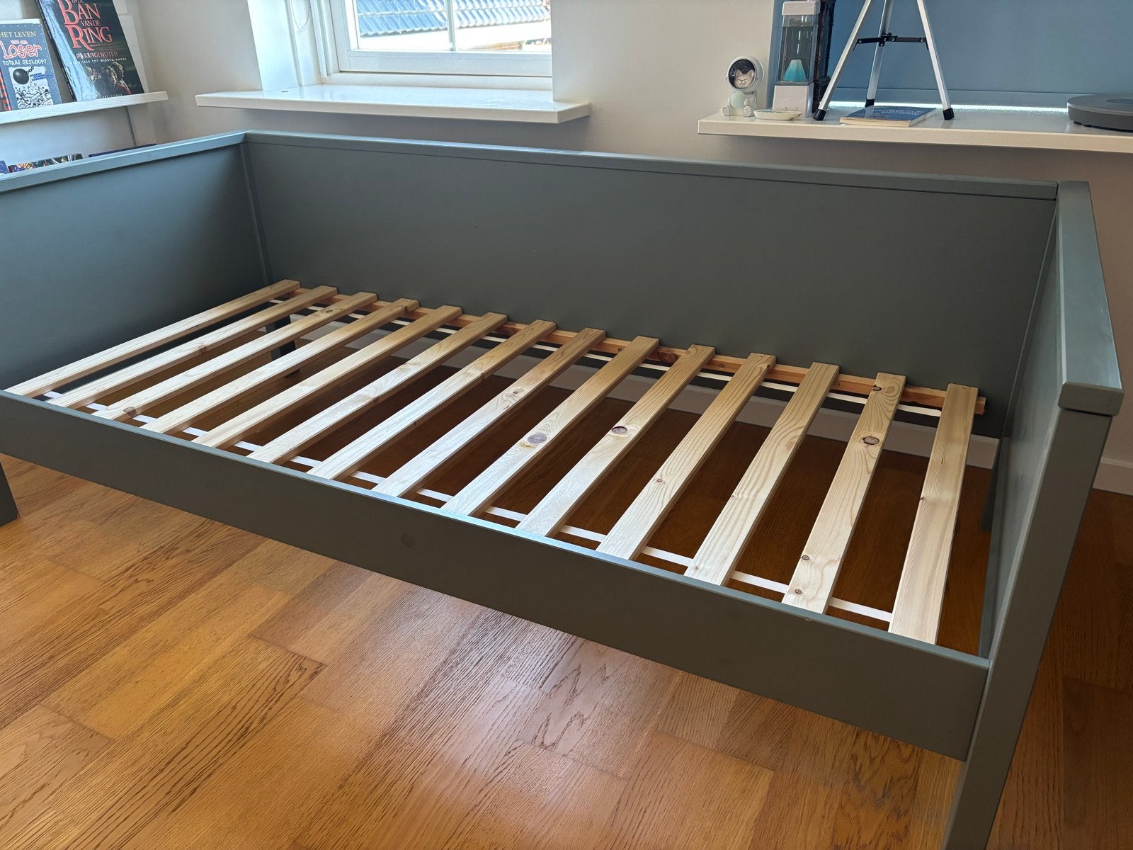 Woood bedbank + nachtkastje Nikki - groen - 90x200 - hout, Ophalen, Gebruikt, 90 cm, Eenpersoons