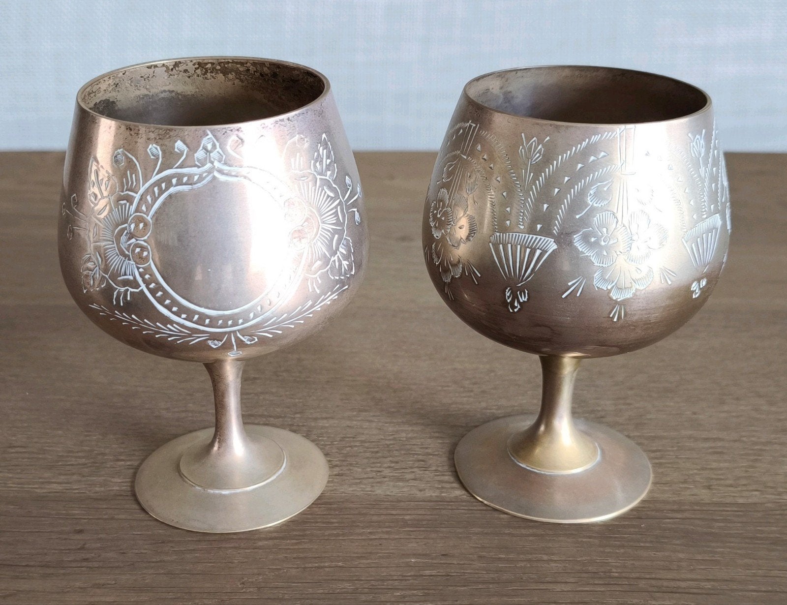 Antieke set verzilverde wijnbekers, Antiek en Kunst, Ophalen of Verzenden
