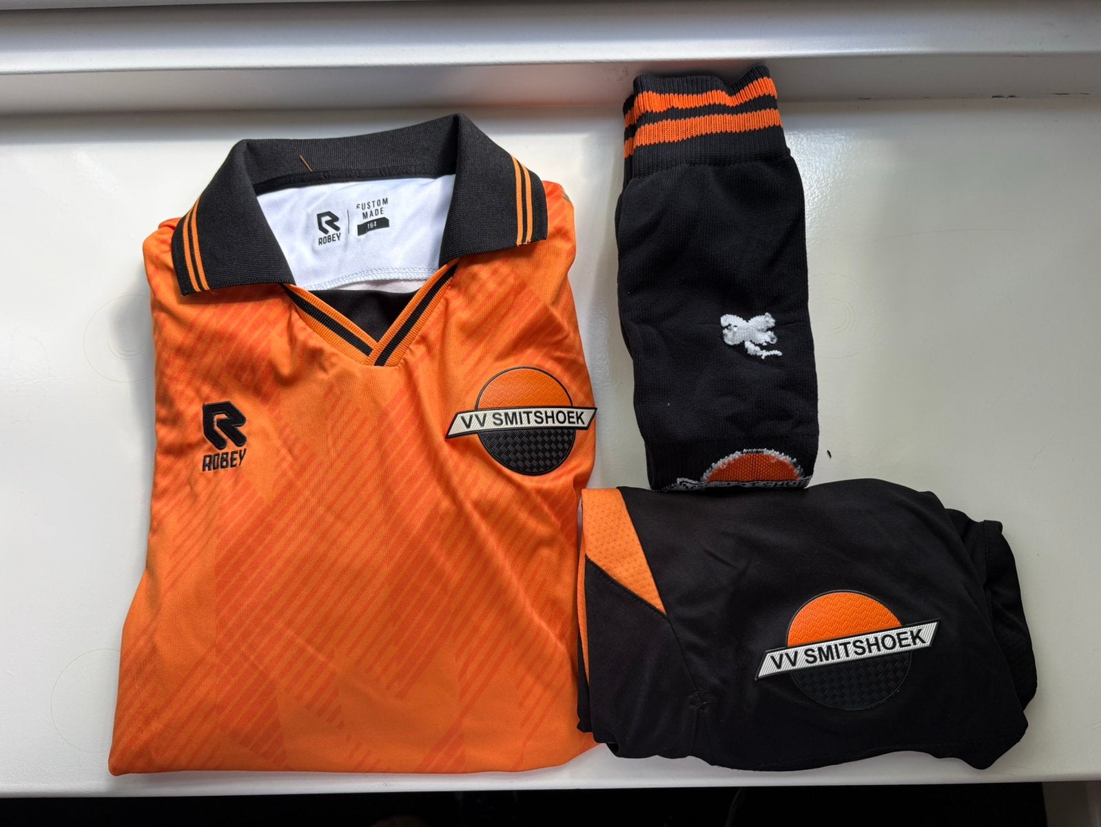 Set tenue Smitshoek bijna nieuw broek shirt sokken mt 164, Maat XS of kleiner, Ophalen of Verzenden, Zo goed als nieuw, Set