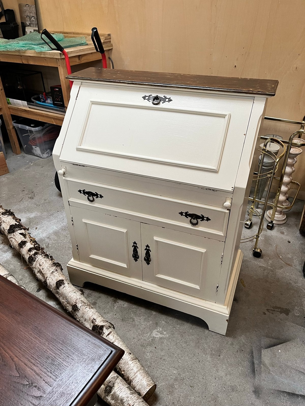 Vintage Secretaire Wit - 105x79 cm, Huis en Inrichting, Kasten | Secretaires, Ophalen, Gebruikt, Vintage, landelijk