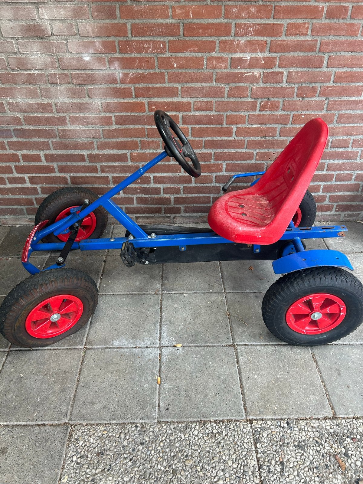 Blauwe mammoet skelter met aanhanger - Gebruikt, Ophalen, Gebruikt, Overige merken, Met kar of aanhanger