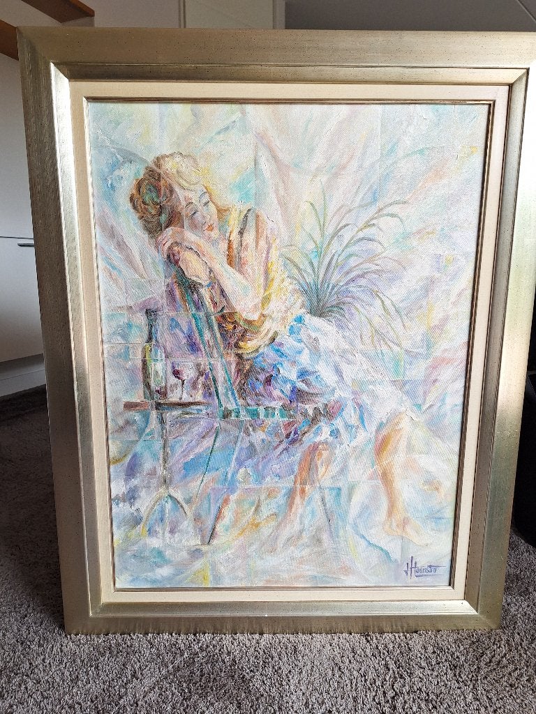 Schilderij van J. Haanstra, Antiek en Kunst, Ophalen, Doek, Expressionistisch, Stilleven