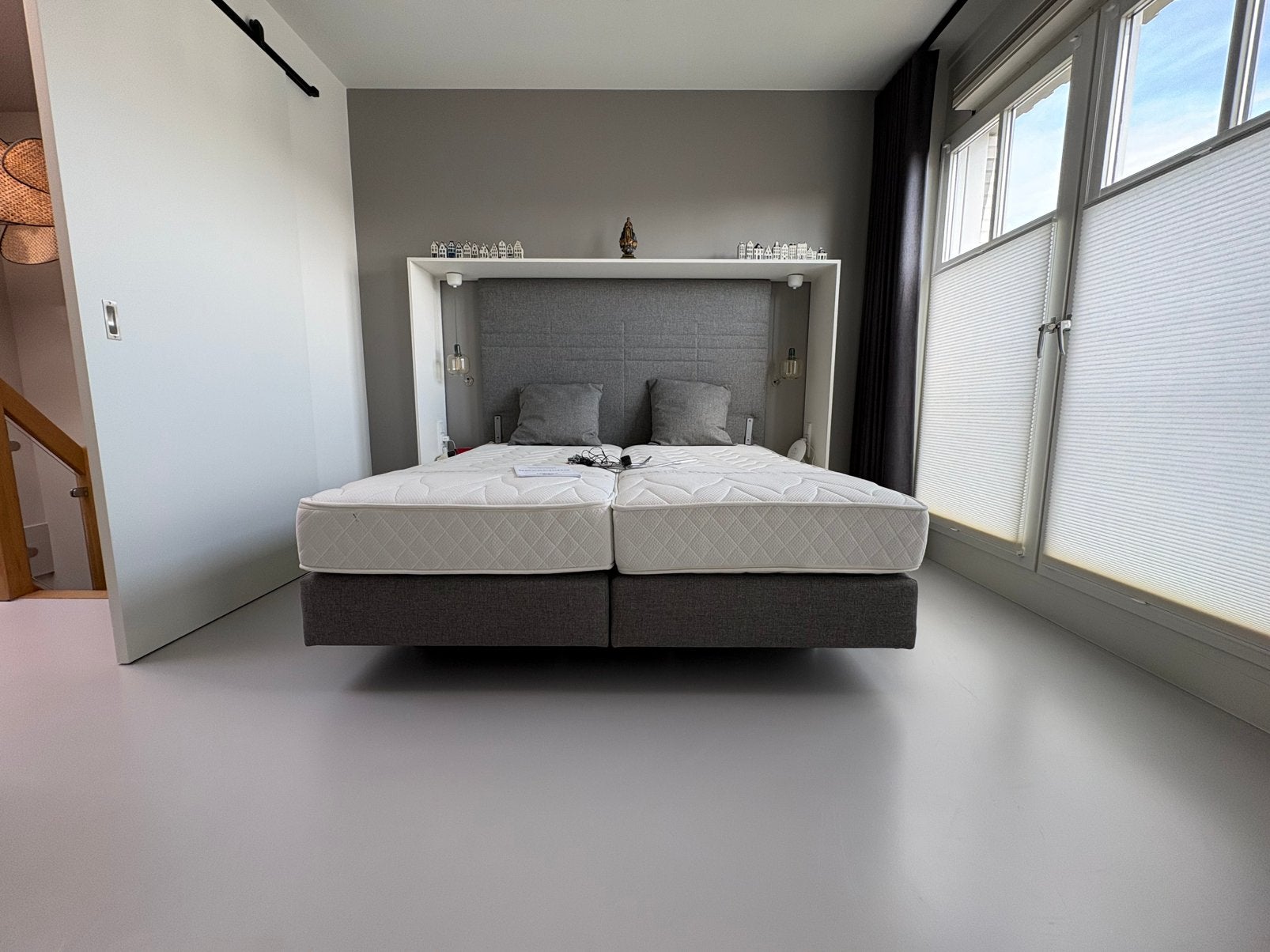 Hulsta Boxspring 180x200 grijs, Ophalen, Gebruikt, Tweepersoons, 180 cm