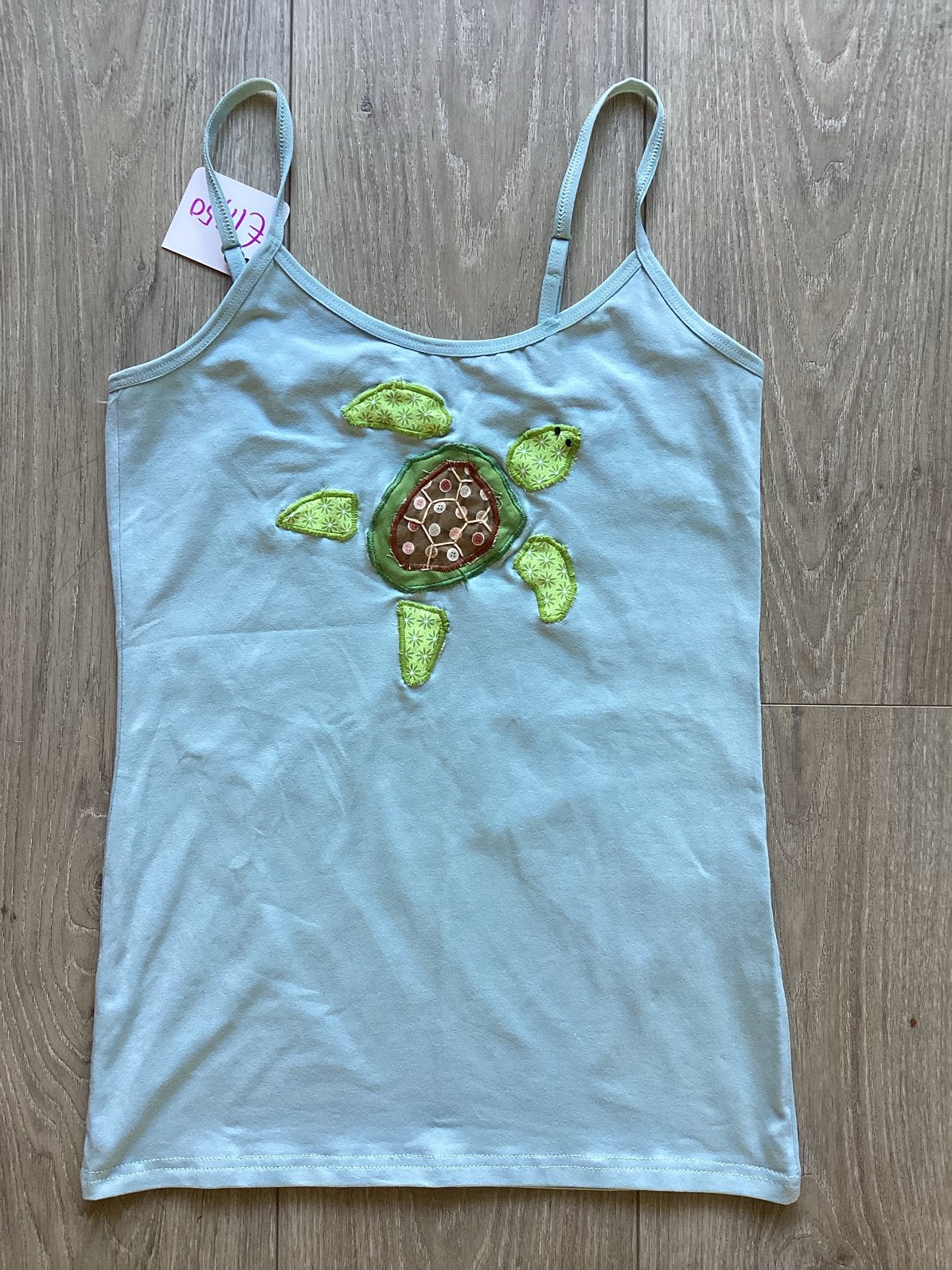 Mint groen spaghetti hemdje patchwork schildpad S/M, Maat 38/40 (M), Nieuw, Ophalen of Verzenden, Zonder mouw