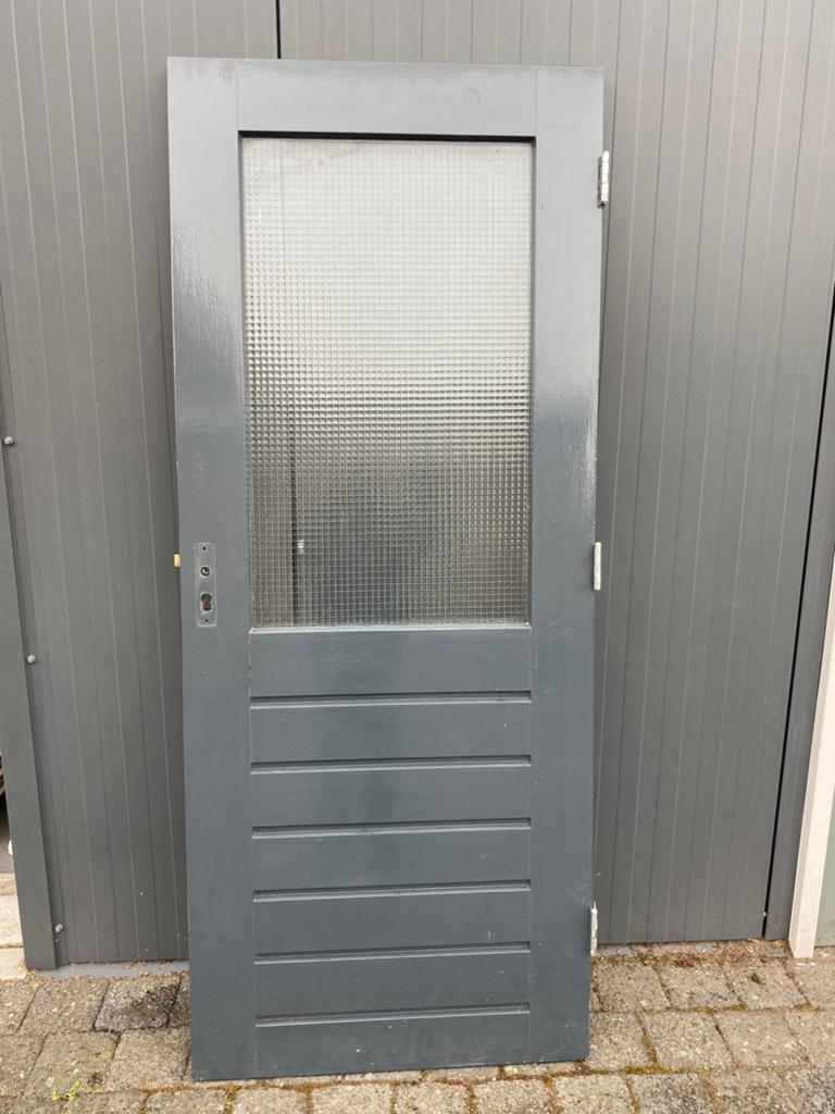 Schuurdeur buitendeur hardhout 82,6x201,5 cm, Doe-het-zelf en Verbouw, Deuren en Horren, Ophalen, Gebruikt, 80 tot 100 cm, Buitendeur