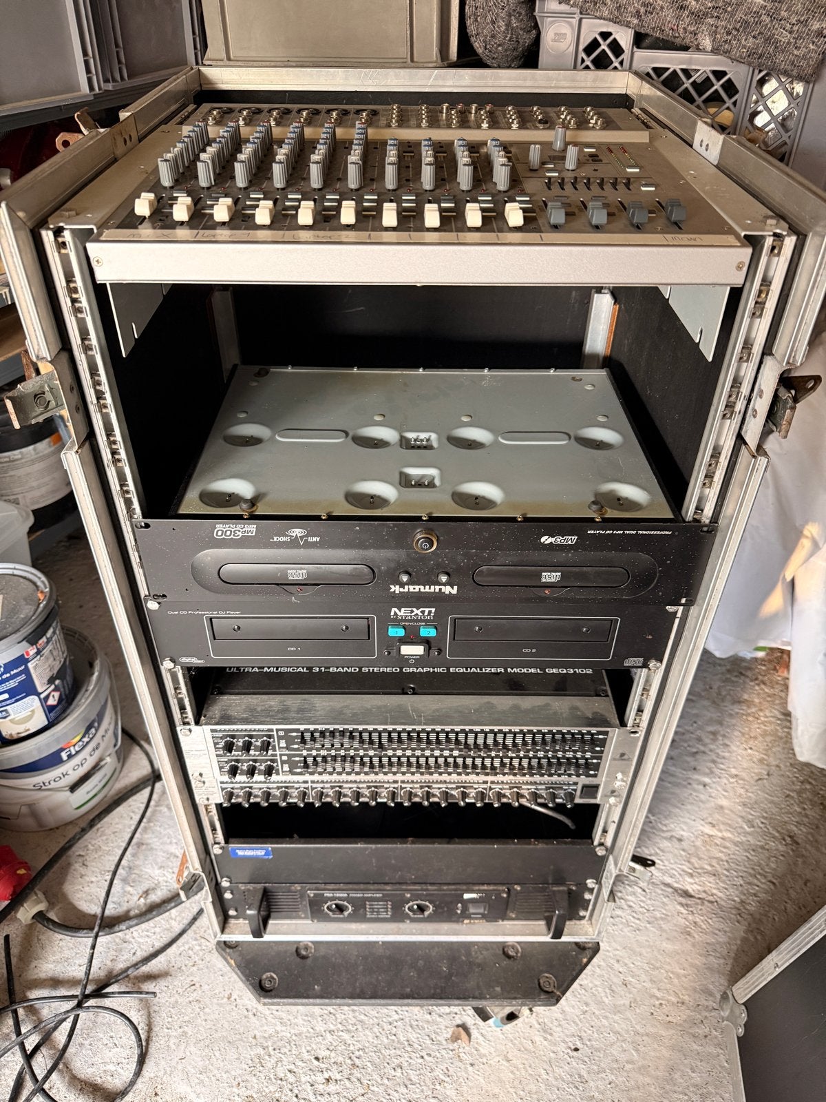 Taperack flightcase met audio apparatuur (mixer defect), Ophalen of Verzenden, Gebruikt