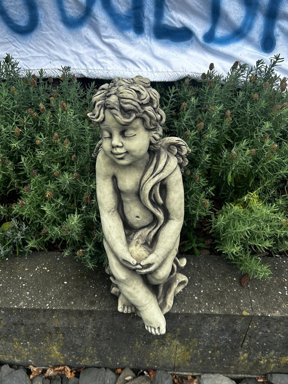 Engel tuinbeeld, Tuin en Terras, Tuinbeelden, Ophalen, Zo goed als nieuw, Steen