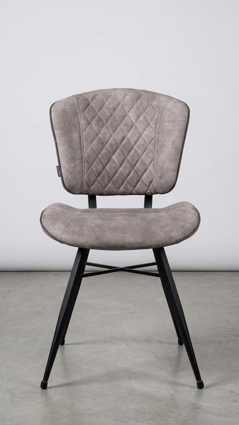 4 eetkamerstoelen (antraciet/taupe) – Zo goed als nieuw