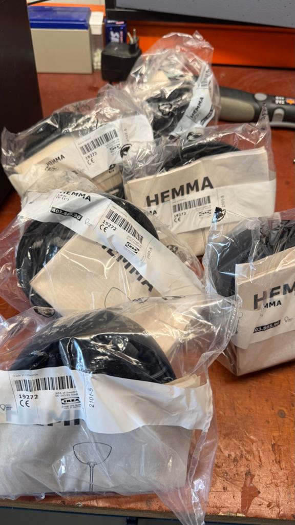 6x IKEA HEMMA Snoerpendel Zwart - Nieuw in verpakking, Ophalen of Verzenden, Nieuw, Minder dan 50 cm