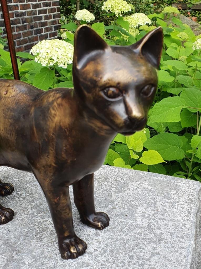 POES DIE LOOPT / bronzen dierenbeeld / KAT, Dierenbeeld, Nieuw, Info@huisentuindecoratiemarie.nl, Huis en tuin decoratie marie