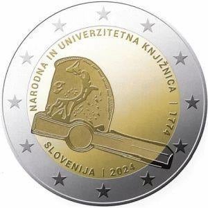 2 Euro Slovenie 2024 - Nationale Bieb en Universiteit - UNC, Verzenden, Slovenië, 2 euro, Losse munt