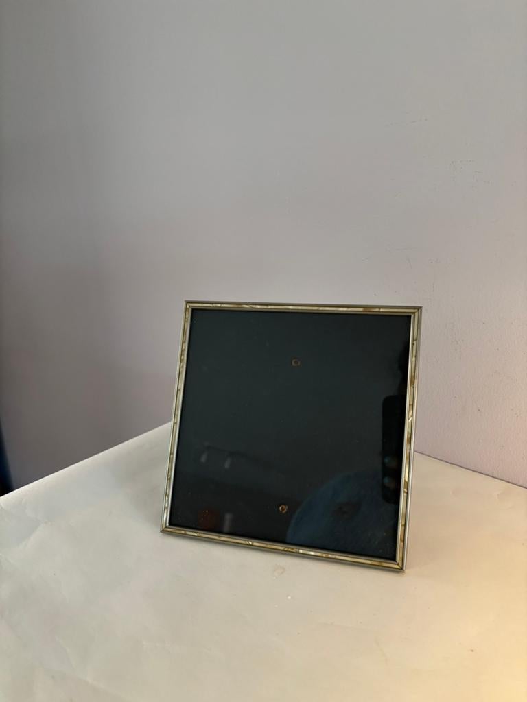 Vintage 60s verzilverde fotolijst parelmoer 18 x 18 cm, *, Gebruikt, Verzenden, *