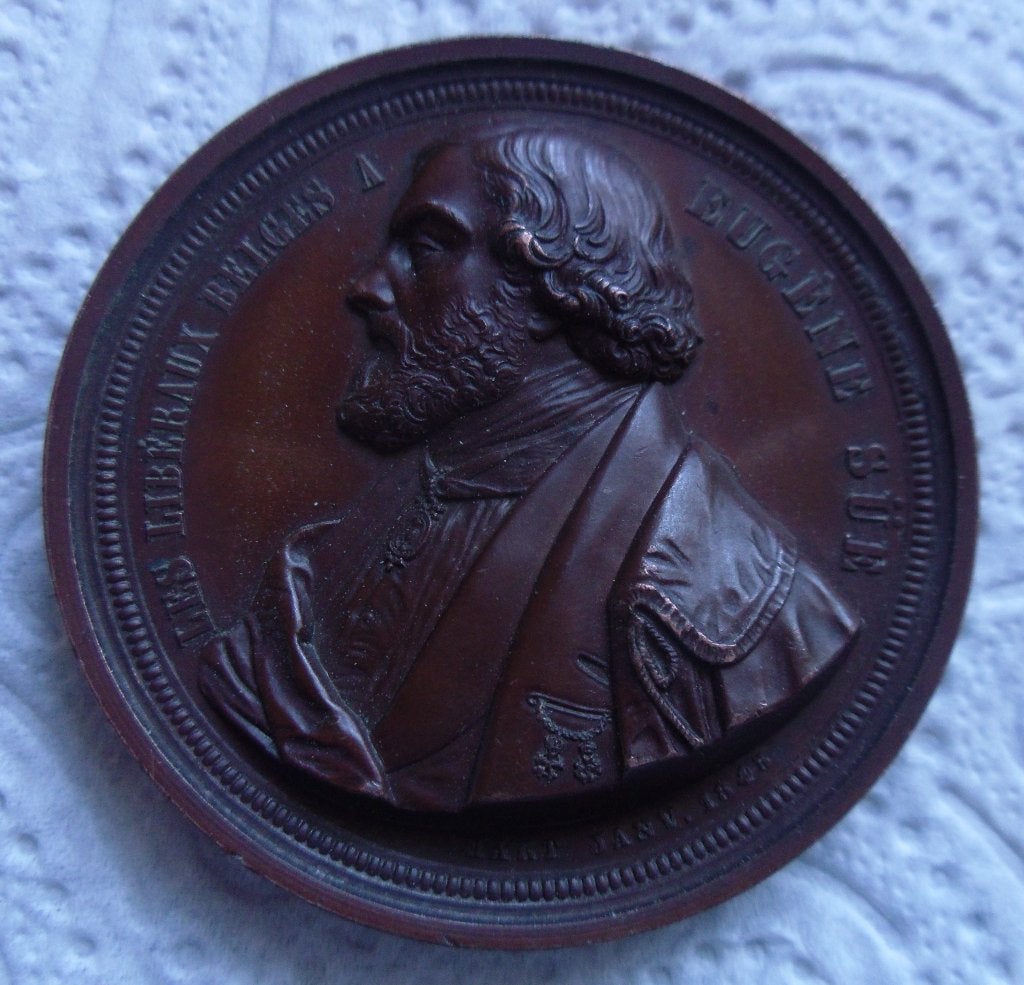 1845 Paris Marie-Joseph Sue French novelist., Verzenden, Brons, Nederland