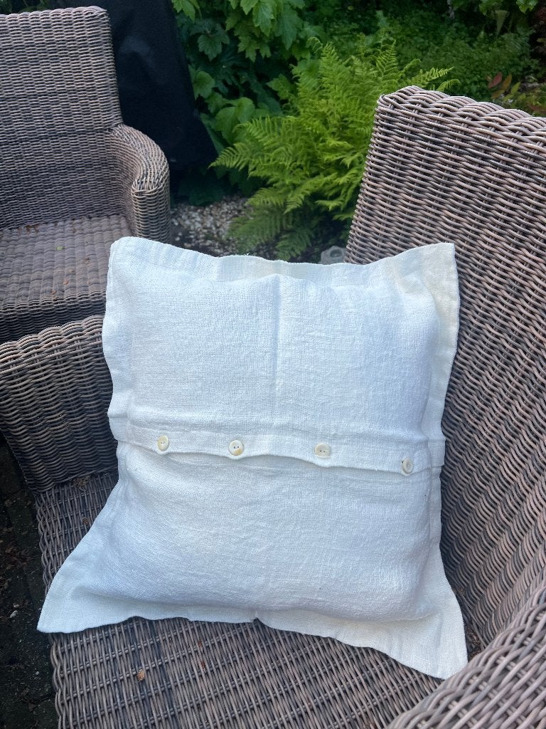 Linnen Kussenhoezen Voorgewassen50X50, Overige merken, Wit, Vierkant, Nieuw