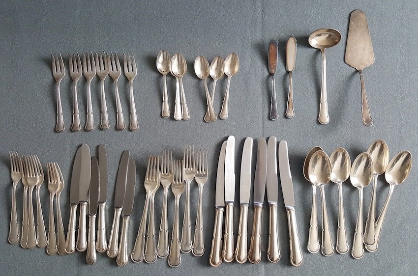 Prachtig zwaar verzilverd bestekset 6 personen, Ophalen, Zo goed als nieuw, Zilver, Bestekset