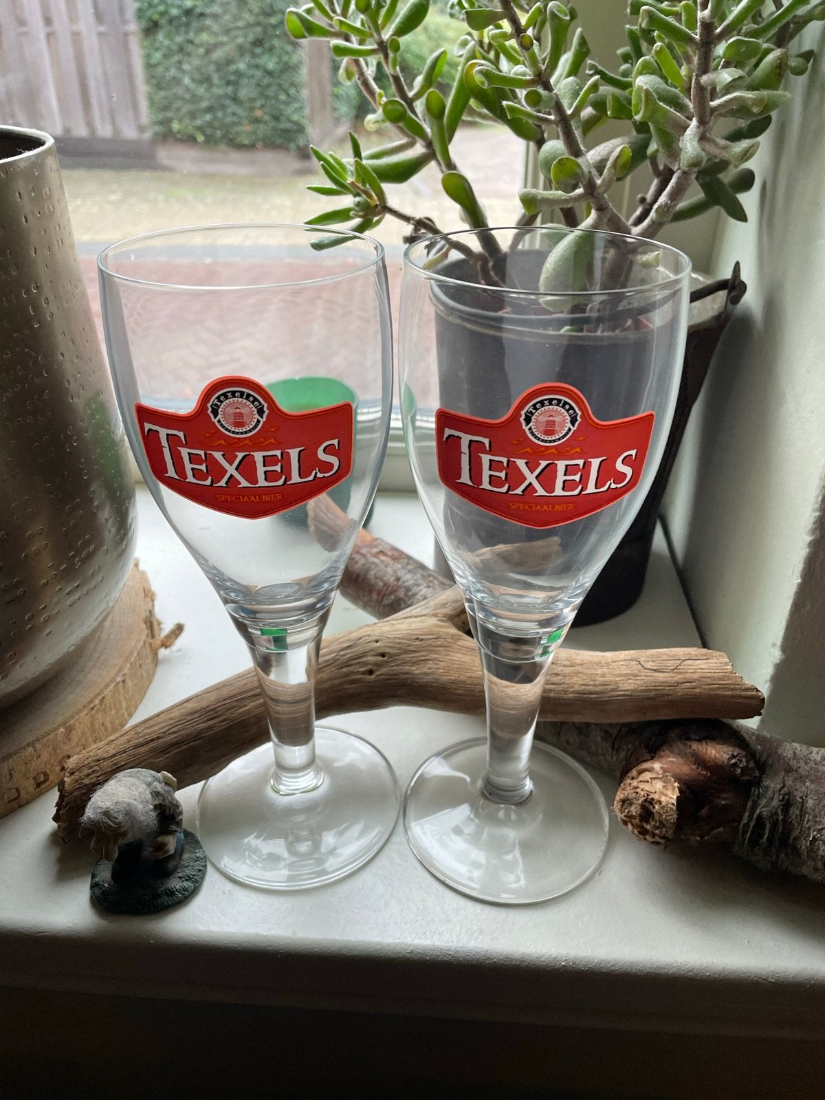 4 bierglazen: 2x Trappist en 2x Texels, Verzamelen, Ophalen of Verzenden, Zo goed als nieuw