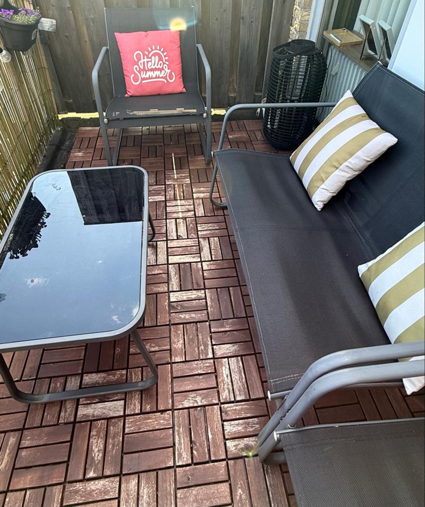 Complete tuinset: 2 stoelen, tuinbank en salontafel, Tuin en Terras, Tuinsets en Loungesets, Ophalen, 4 zitplaatsen, Aluminium