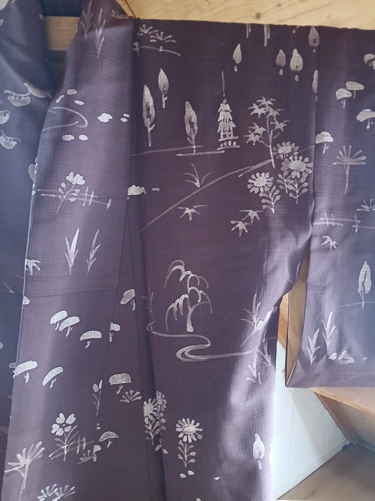 Traditionele Japanse Kimono perple temple, Ophalen of Verzenden