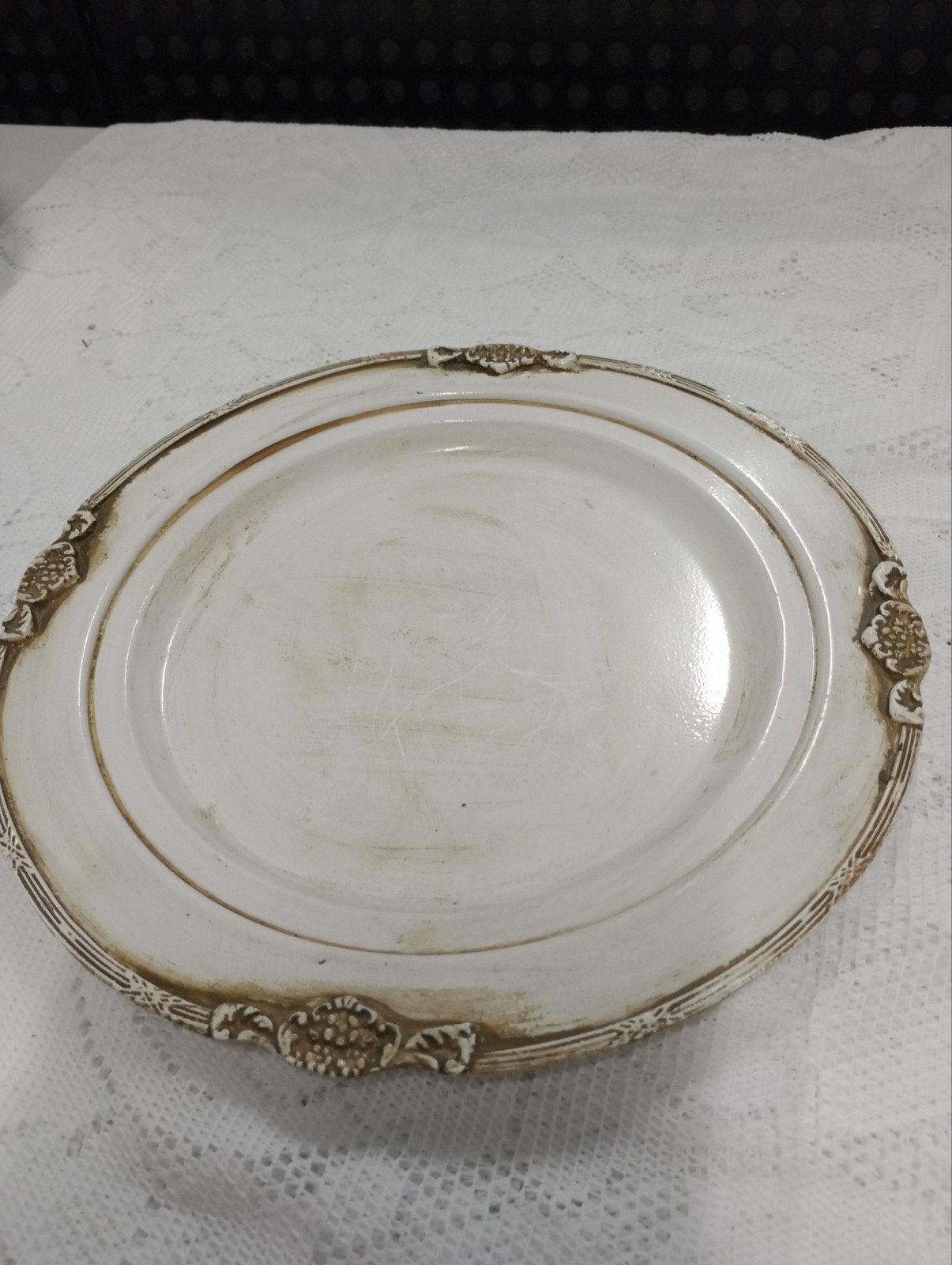 Ovale decoratieve metalen schaal met barokke rand, Ophalen of Verzenden
