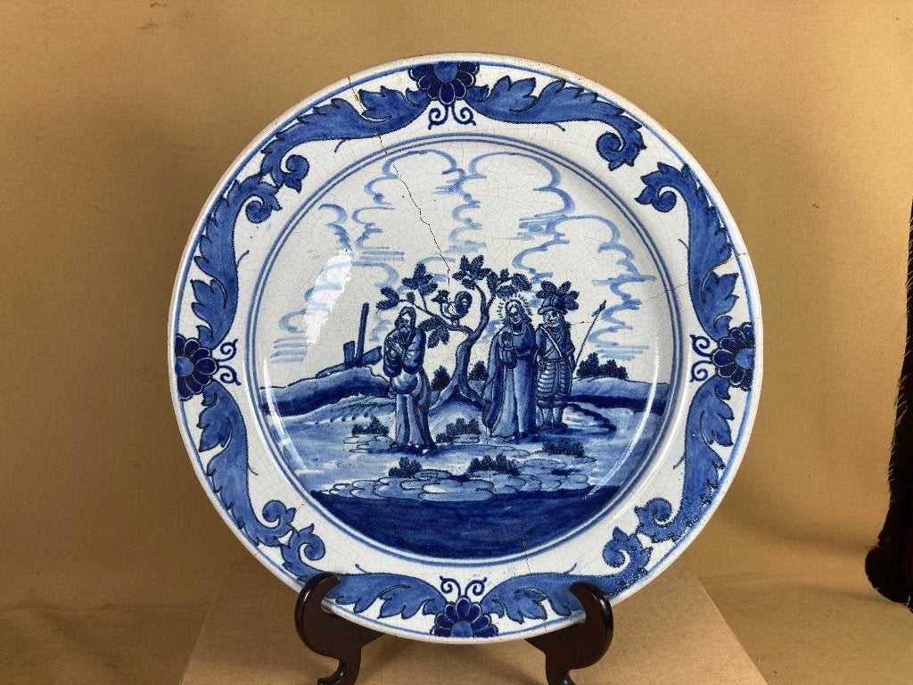 Zeldzaam antiek Delfts bord met verraad van Judas, Ophalen of Verzenden