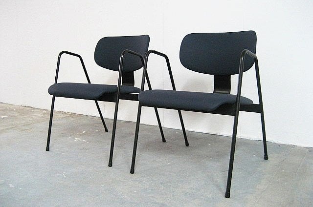 2 Willy van der Meeren F1 fauteuils Tubax - blauw, Ophalen, Gebruikt, 75 tot 100 cm, 50 tot 75 cm