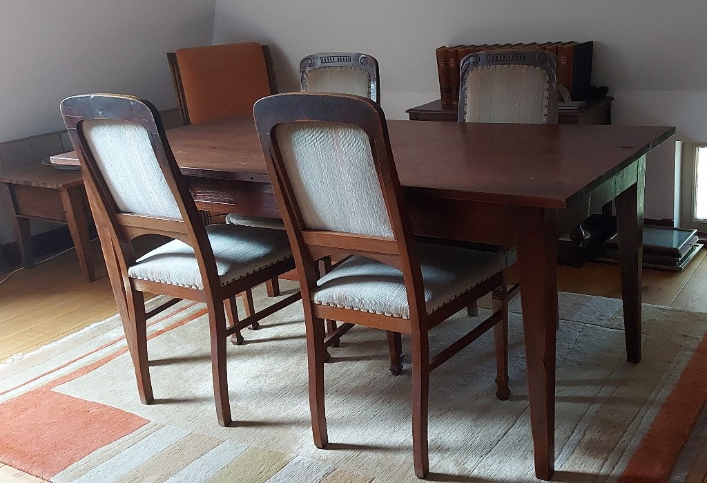 Klassieke eikenhouten eettafel met 4 stoelen, Ophalen
